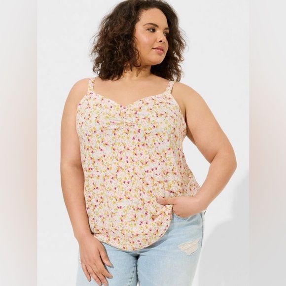 Old Navy Tops - NWT Ava Runched V-Neck Cami, Size 0 (12), Sunshine Ditsy Floral
